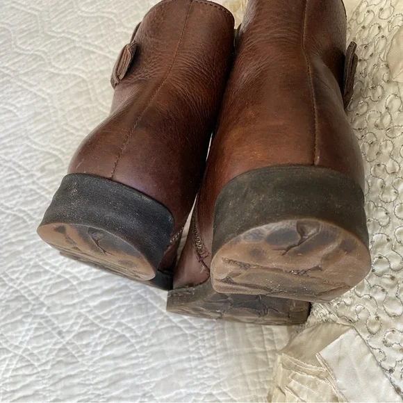 Born Brown Leather Ankle Boots Zip Up Sides Size 8 - Picture 8 of 16